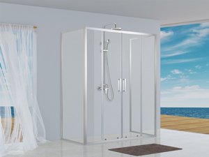 DUSCHKABINE NEPTUM 70x170x70 H190 Erw 68/70 - 166/170 cm SCHIEBETÜR MIT 2 SEITENWÄNDEN GLASSTÄRKE 6 mm TRANSPARENT CHROM